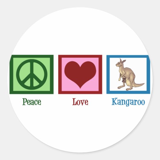 Sticker Rond Peace Love Kangaroo (Devant)