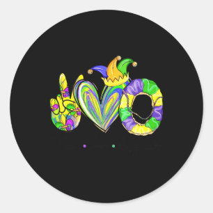 Sticker Rond Peace Love King Cake Mardi Gras Pour Hommes Femmes