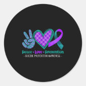 Sticker Rond Peace Love Life Suicide Prevention Awareness Purpl (Devant)