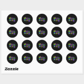 Sticker Rond Peace Love Mardi Gras (Feuille)