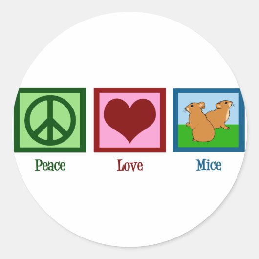 Sticker Rond Peace Love Mice (Devant)