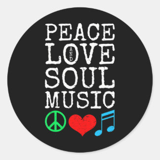 Sticker Rond Peace Love Musique Soul Musicien les années 70 Vin