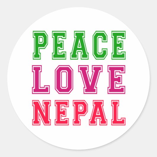 Sticker Rond Peace Love Nepal (Devant)