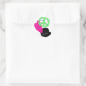 Sticker Rond Peace Love & Newfies (Sac)