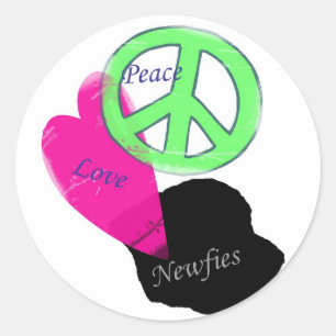Sticker Rond Peace Love & Newfies