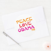 Sticker Rond Peace Love Obama (Enveloppe)