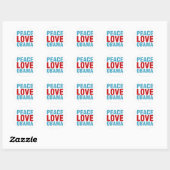 Sticker Rond Peace Love Obama (Feuille)