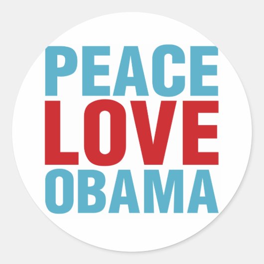 Sticker Rond Peace Love Obama (Devant)