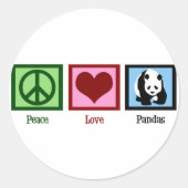 Sticker Rond Peace Love Pandas (Devant)