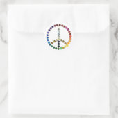 Sticker Rond Peace Love Parties scintillant Confetti Arc-en-cie (Sac)