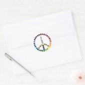 Sticker Rond Peace Love Parties scintillant Confetti Arc-en-cie (Enveloppe)