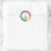 Sticker Rond Peace Love Parties scintillant Confetti Arc-en-cie (Sac)