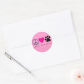 Sticker Rond Peace Love Paws (Enveloppe)