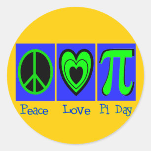 Sticker Rond Peace Love Pi Day