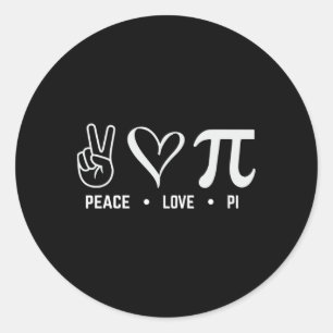 Sticker Rond Peace Love Pi Day Math Lover