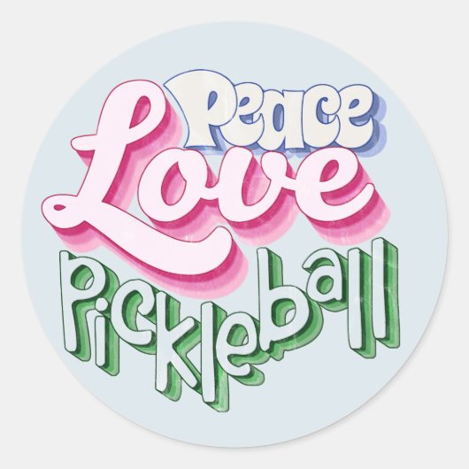 Sticker Rond Peace Love Pickleball (Devant)