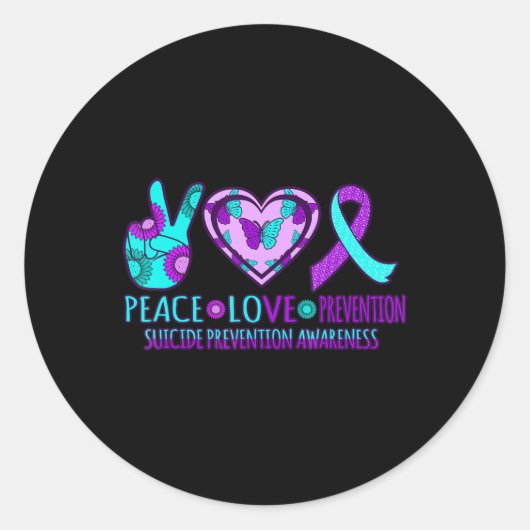 Sticker Rond Peace Love Prevention Bonne page de sensibilisatio (Devant)