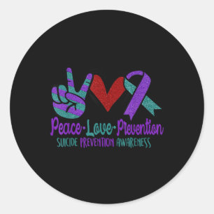 Sticker Rond Peace Love Prévention Suicide Sensibilisation Turq