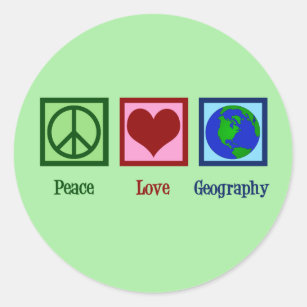 Sticker Rond Peace Love Professeur de géographie