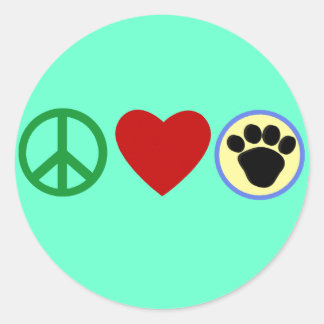 Sticker Rond Peace Love Puppy Paws T-shirts, Cadeaux