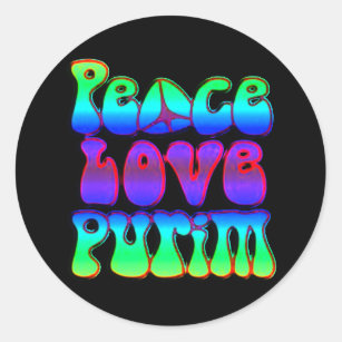 Sticker Rond Peace Love Purim