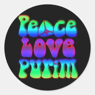 Sticker Rond Peace Love Purim