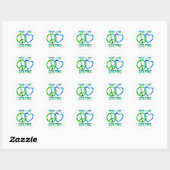 Sticker Rond Peace Love QUILTING (Feuille)