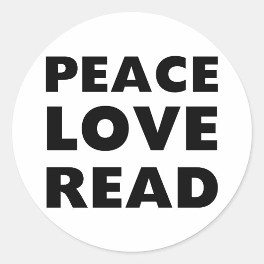 Sticker Rond Peace Love Read (Devant)