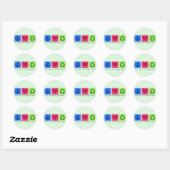 Sticker Rond Peace Love Recycle (Feuille)