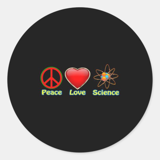Sticker Rond Peace Love Science  (Devant)