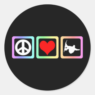 Sticker Rond Peace love snowboard
