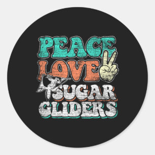 Sticker Rond Peace Love Sugar Gliders