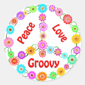 Sticker Rond Peace Love Super