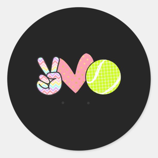 Sticker Rond Peace Love Tennis Pour N Little (Devant)