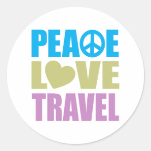 Sticker Rond Peace Love Travel