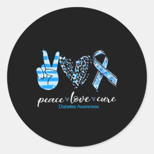 Sticker Rond Peace Love Type Diabète Sensibilisation Survivants