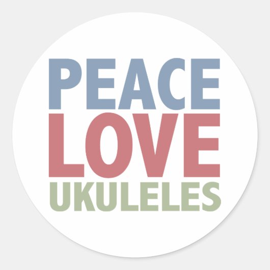 Sticker Rond Peace Love Ukuleles (Devant)