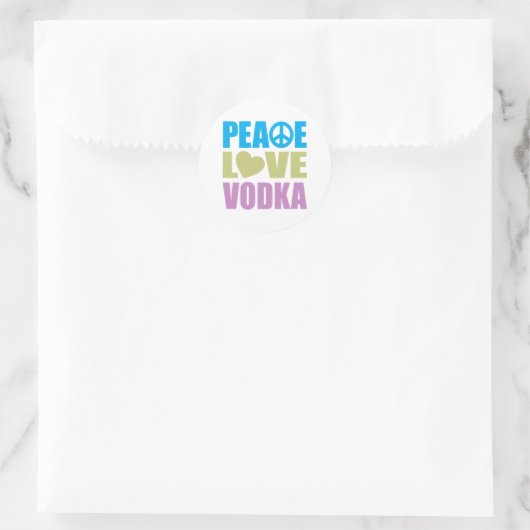 Sticker Rond Peace Love Vodka (Sac)