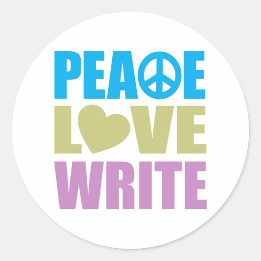 Sticker Rond Peace Love Write (Devant)