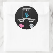 Sticker Rond Peace Love X-ray Radiology Tech (Sac)