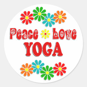 Sticker Rond Peace Love Yoga