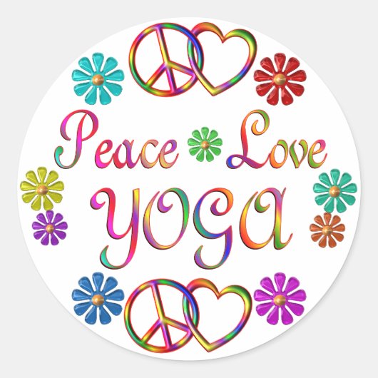 STICKER ROND PEACE LOVE YOGA (Devant)