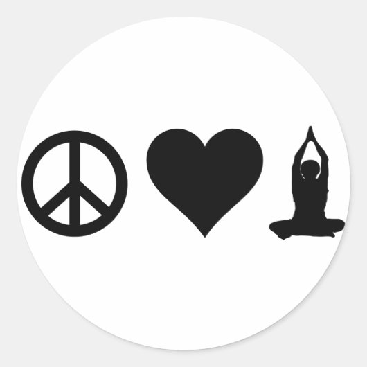 Sticker Rond Peace Love Yoga (Devant)