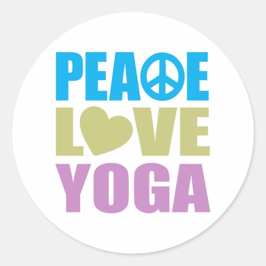 Sticker Rond Peace Love Yoga (Devant)