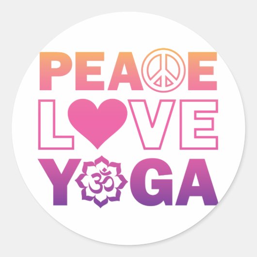 Sticker Rond Peace Love Yoga (Devant)