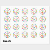 Sticker Rond Peace Love Yorkies (Feuille)