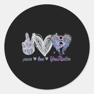 Sticker Rond Peace Love You Suicide Prévention Sensibilisation