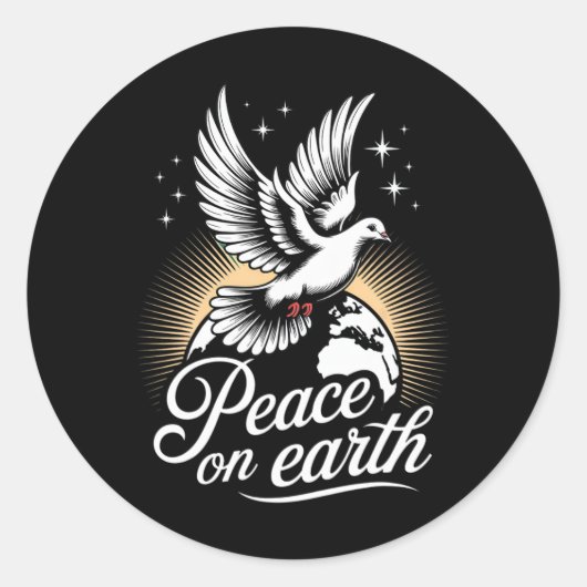 Sticker Rond Peace On Earth Dove And Globe Peaceful Christmas  (Devant)