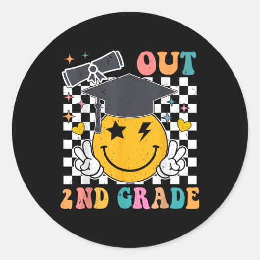 Sticker Rond Peace Out 2e année d'études Dernière journée Sec é (Devant)