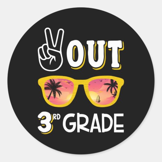 Sticker Rond Peace Out 3E Grade Pour 3E Grade (Devant)